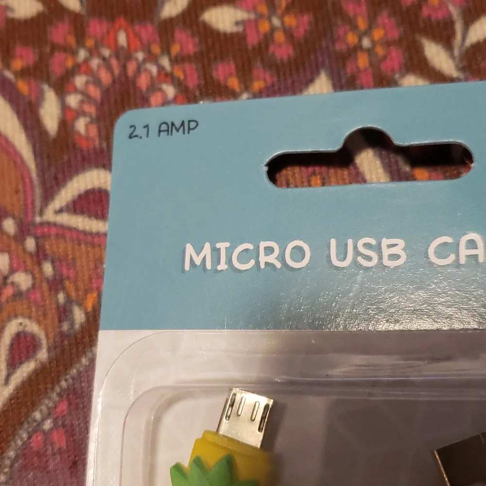 Pineapple Ear Buds Micro USB Cable Yellow Earphone Headphone Charging Cable